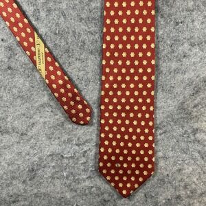 90's VALENTINO Cravatte 100% Silk Red Men's Necktie Old Money Designer Italy 59"